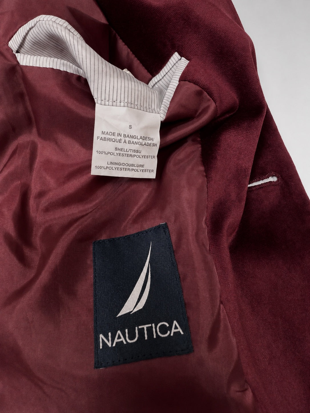 Nautica burgundy blazer sleeve and cuff detail