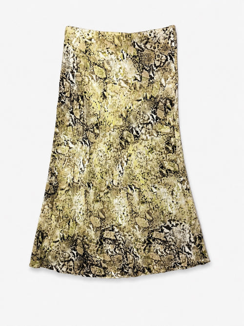 Abound Chartreuse Snake Print Bias Midi Skirt Women's M