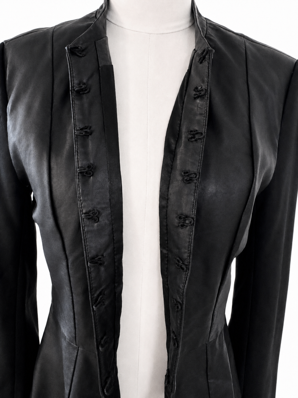 Romeo & Juliet Couture Black Faux Leather Peplum Jacket Women's Medium