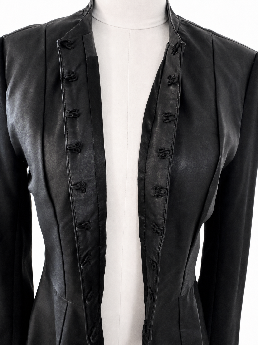 Romeo & Juliet Couture Black Faux Leather Peplum Jacket Women's Medium