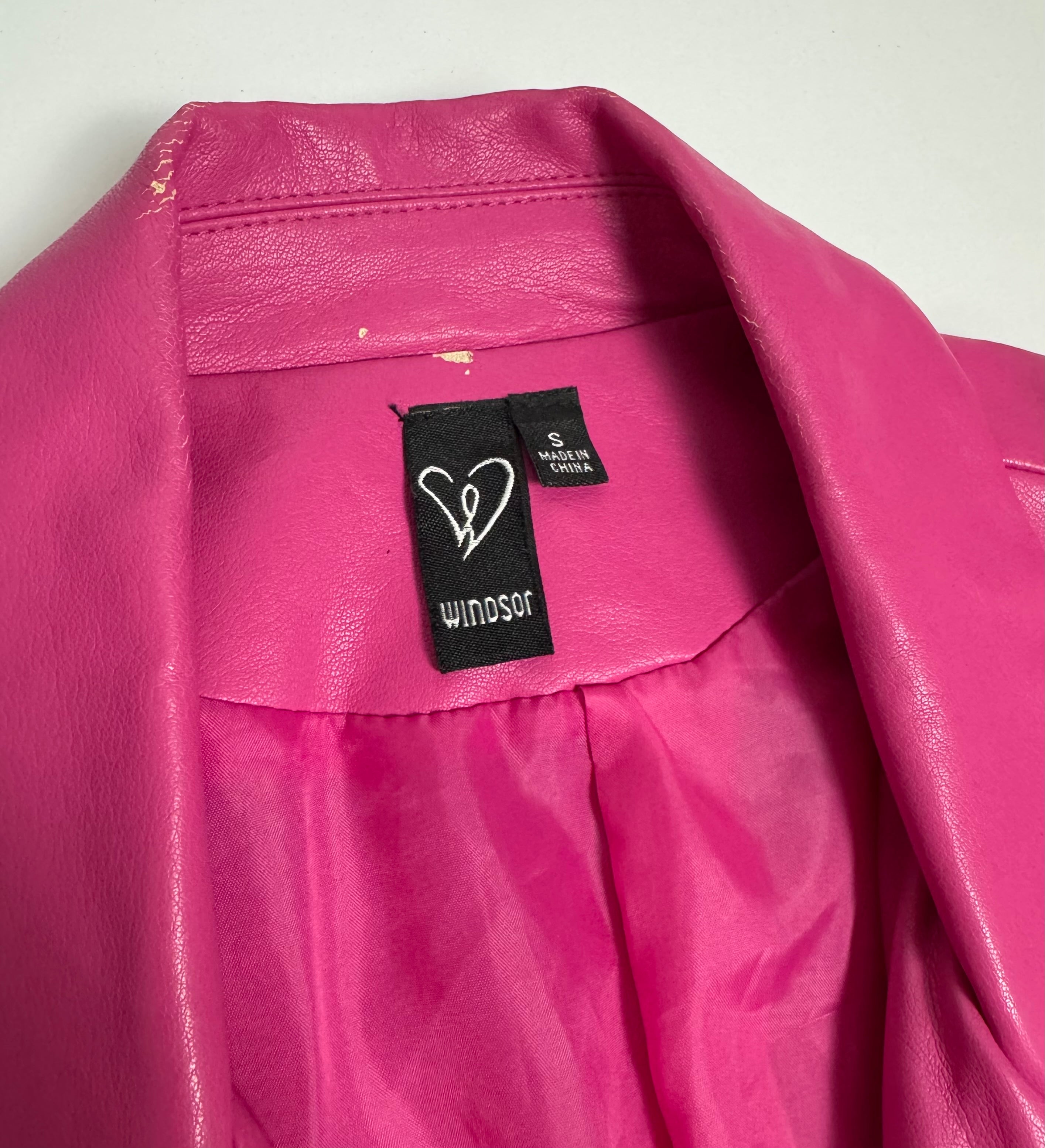 Windsor Hot Pink Faux Leather Blazer Size Small Barbiecore Party Jacket