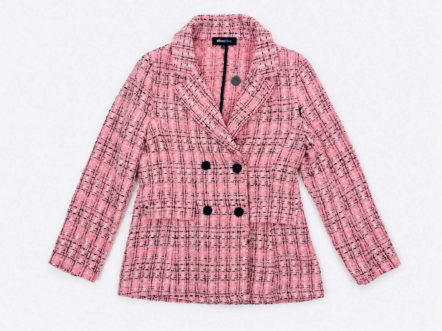 Alice + Blue Pink Plaid Tweed Double-Breasted Blazer 90s Y2K NWOT