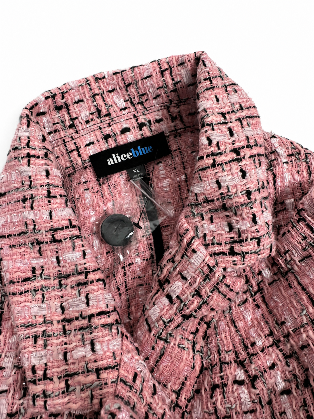 Alice + Blue Pink Plaid Tweed Double-Breasted Blazer 90s Y2K NWOT